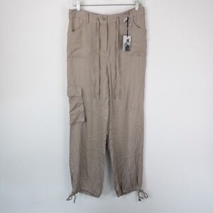 Sincerely Jules Cargo Neutral Pants Womens L (31x29) Beige Casual Tie Ankle New